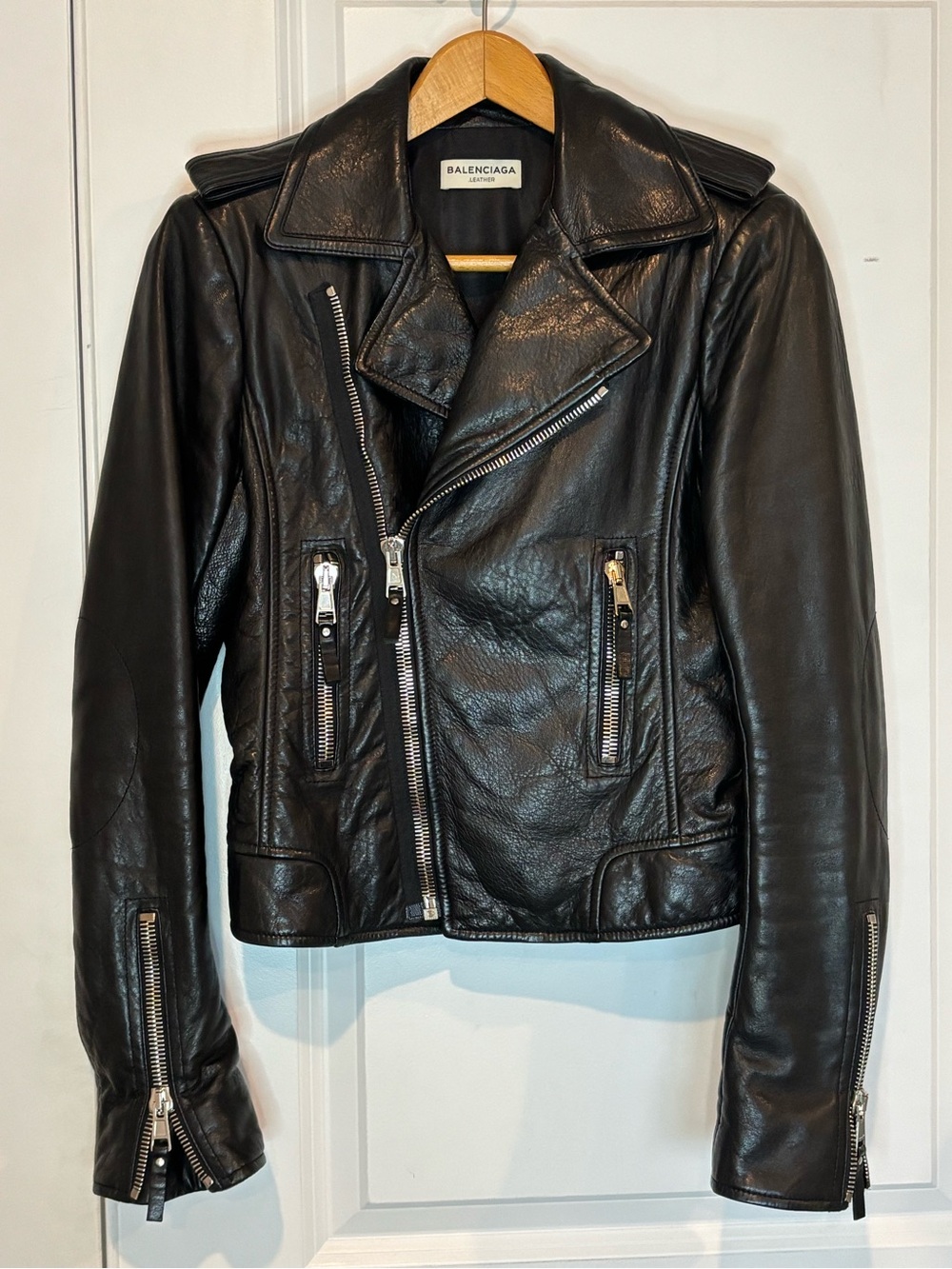 Balenciaga Black Textured Lamb Leather Moto Biker Jacket 2013 Collection 40/8